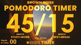 4 Hour Pomodoro, 45 Min Pomodoro Brown Noise, 뽀모도로 45 브라운 노이즈, 45 Minute Study, 15 Minute Breaks