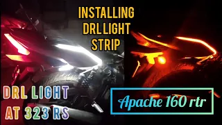 Audi type running led drl for all bike |drl on apache 160 rtr 2v #drllight #striplight #ledlights