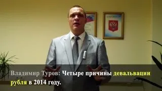 Четыре причины девальвации рубля в 2014 году. Владимир Туров.