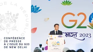 Conférence de presse du Président Emmanuel Macron à l’issue du G20 de New Delhi.