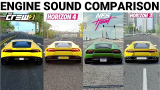 Forza Horizon 4, The Crew 2, NFS Heat, FH3! - Engine Sound Comparison Huracan