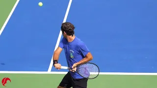 Roger Federer Backhand Slow Motion 2019 - Court Level View [Tennis One Handed Backhand Technique]