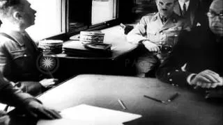 German and French officials sign World War Two treaty in railway carriage, Compie...HD Stock Footage