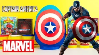 CAPTAIN AMERICA GIANT Play-Doh Surprise Egg Avengers DC Comics Power Rangers Minecraft