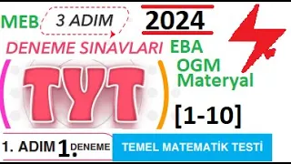 3 Adım Deneme Sınavları | TYT | 1. Adım 1. Deneme | Matematik | Temel Matematik Testi | MEB | 2024