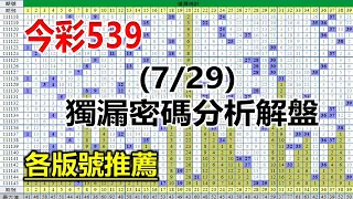 【今彩539】7月29日｜🔥最即時強牌預測🔥｜㊙本期獨漏密碼推薦㊙｜🔥各版推薦號碼🔥｜✪✢✢請給小弟按讚訂閱喔✢✢✪