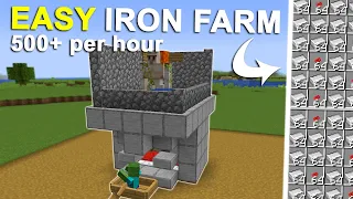 Minecraft EASY Iron Farm 500+ Per Hour BEST DESIGN 1.20 Tutorial