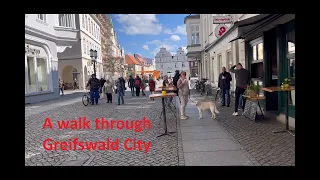WALK THROUGH GREIFSWALD - 800 year old German city - Ambience of the Baltic Sea - Real City Sounds