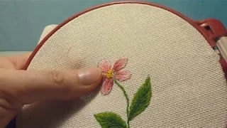 Вышивка гладью для начинающих "Цветок" satin stitch embroidery for beginners Flower