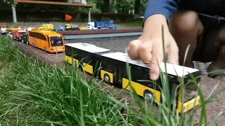 Driving toy Cars, Bus - Dlan drives the Cars side by side