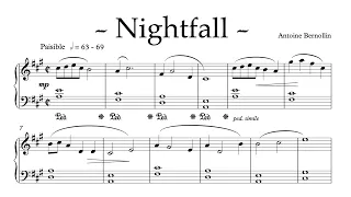 Nightfall - Antoine Bernollin - Piano Solo - with score. Sheet music. Partition