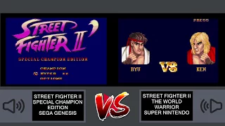 Street Fighter 2 (SNES Vs Sega Genesis) - 5 Minutes Gameplay Comparison