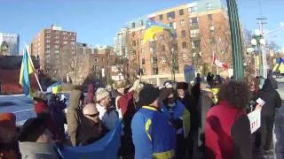 "Ukraine in E.U." Demonstrators at Ukrainian Embassy in Ottawa.Nov. 24, 2013