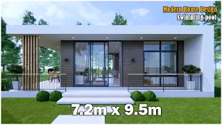 Modern House Design | 7.2m x 9.5m Design with Swimming pool