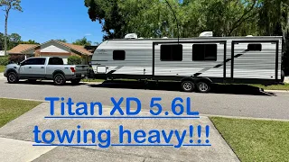 Titan XD Pro 4X 5.6 gas pulling heavy camper review and thoughts.