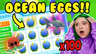 OPENING *100 OCEAN EGGS* to GET EVERY SEA DREAM PET in ADOPT ME ROBLOX! *INSANE LUCK* MEGA CHALLENGE