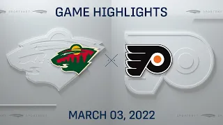 NHL Highlights | Wild vs. Flyers - Mar. 3, 2022