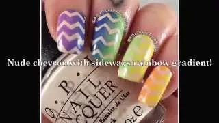 Easy nail art! Tutorial for nude chevron with sideways rainbow gradient!