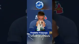 Freddie Freeman crying, incredibly emotional press conference today back in Atlanta with the Dodgers