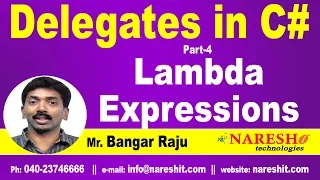 Lambda Expressions in C# | Delegates Part 4 | C#.NET Tutorial | Mr. Bangar Raju