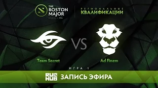 Team Secret vs Ad Finem, Boston Major Qualifiers - Europe Playoff, Game 1 [v1lat, GodHunt]