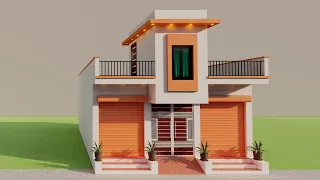 2 Shop 2 Bedroom House design,3D Dukan Or Makan Ka Naksha,22x30 New House Elevation