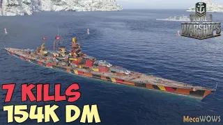 World of WarShips | Gneisenau | 7 KILLS | 154K Damage - Replay Gameplay 4K 60 fps