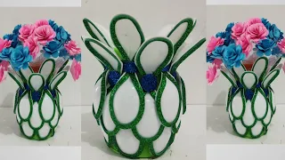 Smart way to process plastic spoon waste | handmade flower vase | kreasi dari sendok plastik #diy