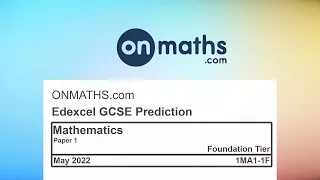 May 2022 Predicted Maths GCSE Paper 1 Edexcel (Foundation Paper 1) Non Calculator Exam 1MA1-1F