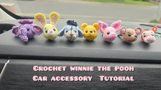 Crochet Amigurumi Winnie the pooh Car Accessories ( Tutorial  )