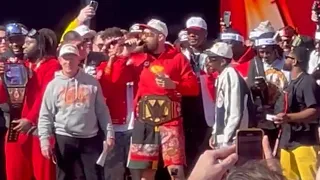 Drunk Travis Kelce- KC Chiefs Super Bowl 58 Rally