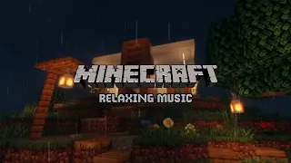 3 hours of minecraft relaxing music with house in rain to sleep and relax