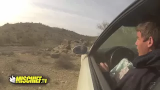 Kid crashes BMW M3 into rocks (2012)