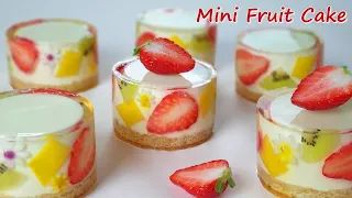 No-Bake / No-Egg / Cup Measure / Beautiful Fruits Mini Jelly Cheesecake Recipe / ASMR