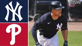 New York Yankees Vs. Philadelphia Phillies | Spring Training Highlights | 3/21/22