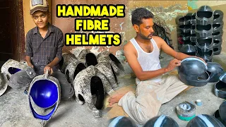 Handmade Motor Cycle / Bike Fiber Helmet Production And Manufacturing With Basic Tools