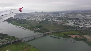 Flight Landing an aerial view of Da Nang city, Vietnam