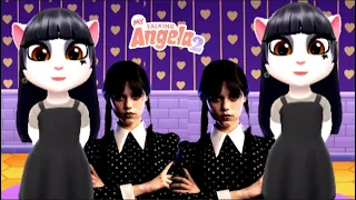 Wednesday Addams VS Angela. My Talking Angela 2 makeover. New year update gameplay