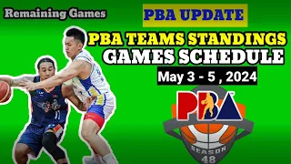 PBA Standings as of May 2 |Games Schedule May 3 - 5 2024| Philippine Cup 2024 PBA update