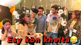 Holi kheli first time 😂 sabko ganda kardiya birthday par🤣