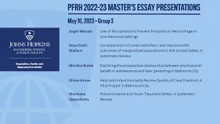 PFRH 2022-23 Master’s Essay Presentations - May 10 - Group 3