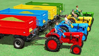 TRANSPORTING & HARVESTING CORN CHAFF w/ MINI URSUS TRACTORS & COLORED TRAILER! Farming Simulator 22