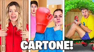 3 CHALLENGE DI NINNA E MATTI NEL CARTONE - SOPRAVVIVIAMO IN UNA PRIGIONE DI CARTONE PER 24 ORE!!📦