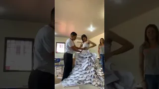 recycled Paper gown dress #diy #dress #recycle #gown #tiktokvideo #viral #diydress #paper