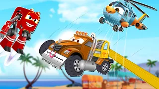 Supercar Rikki Stops the Monster Truck from destroying the Beach Side Shacks🚚