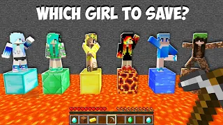 WHICH to SAVE DIAMOND GIRL or EMERALD GIRL or GOLD GIRL or LAVA GIRL or WATER GIRL in Minecraft ?
