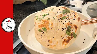 15 Minutes Butter Naan Without Yeast, Egg & Oven - Easy Butter Kulcha/Naan Recipe - Soft Flatbread