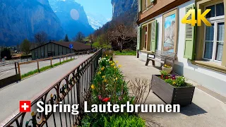 Lauterbrunnen Spring Walk, most beautiful Lauterbrunnen Switzerland 4K