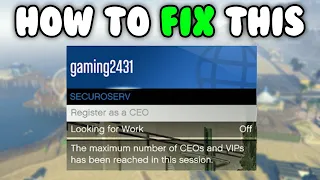 How to Fix MAXIMUM Ceo/MC Registered in GTA online