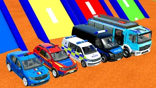 ALL POLICE CARS and AMBULANCE EMERGENCY VEHICLES TRANSPORTING WITH TRUCKS ! Farming Simulator 22